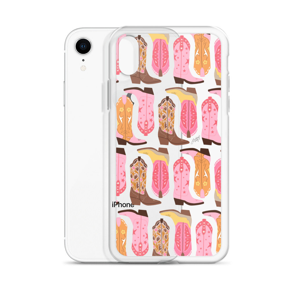 Ilustración de botas de vaquero (paleta cálida) - Funda transparente para iPhone®
