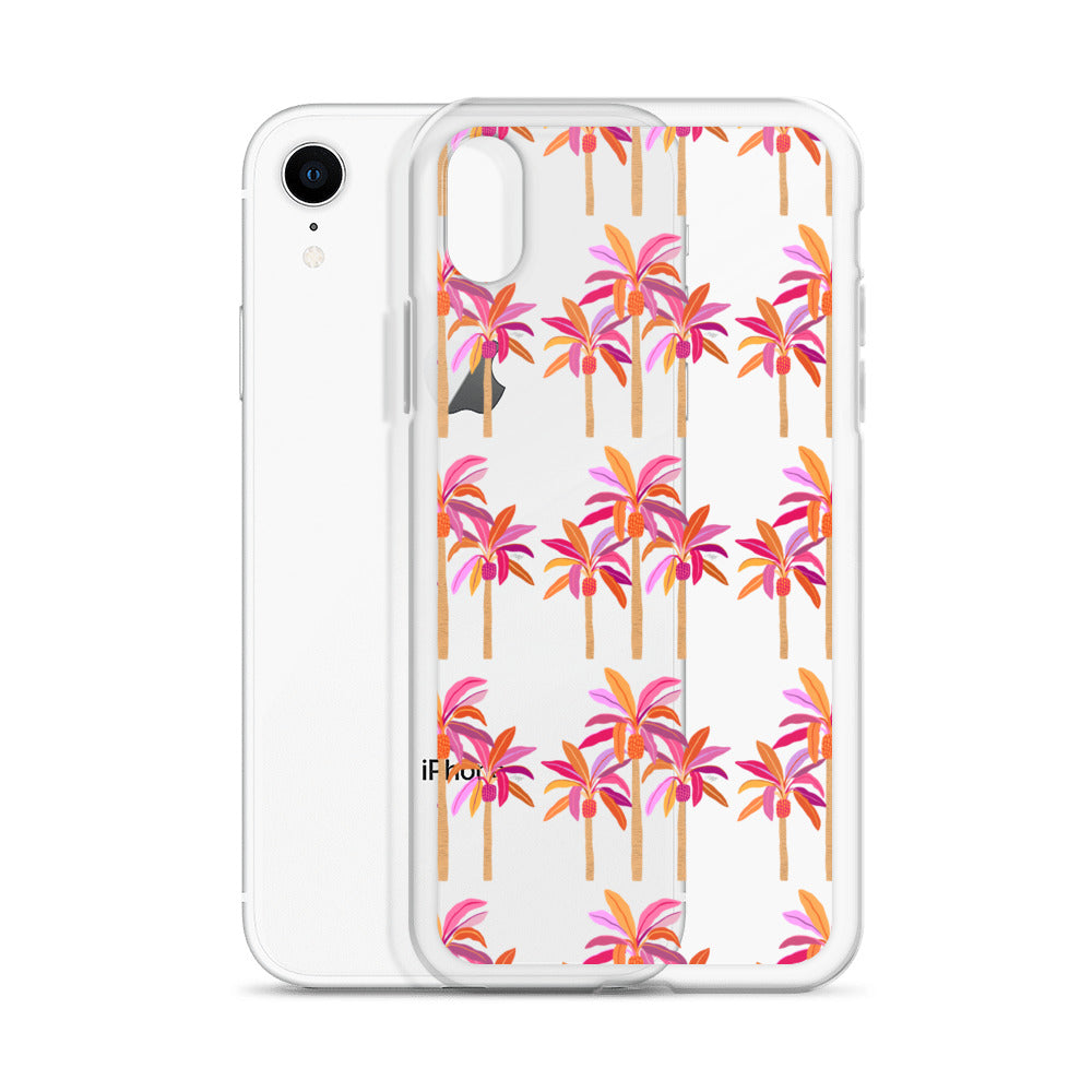 Palm Trees Illustration (Warm Palette) - Clear Case for iPhone®