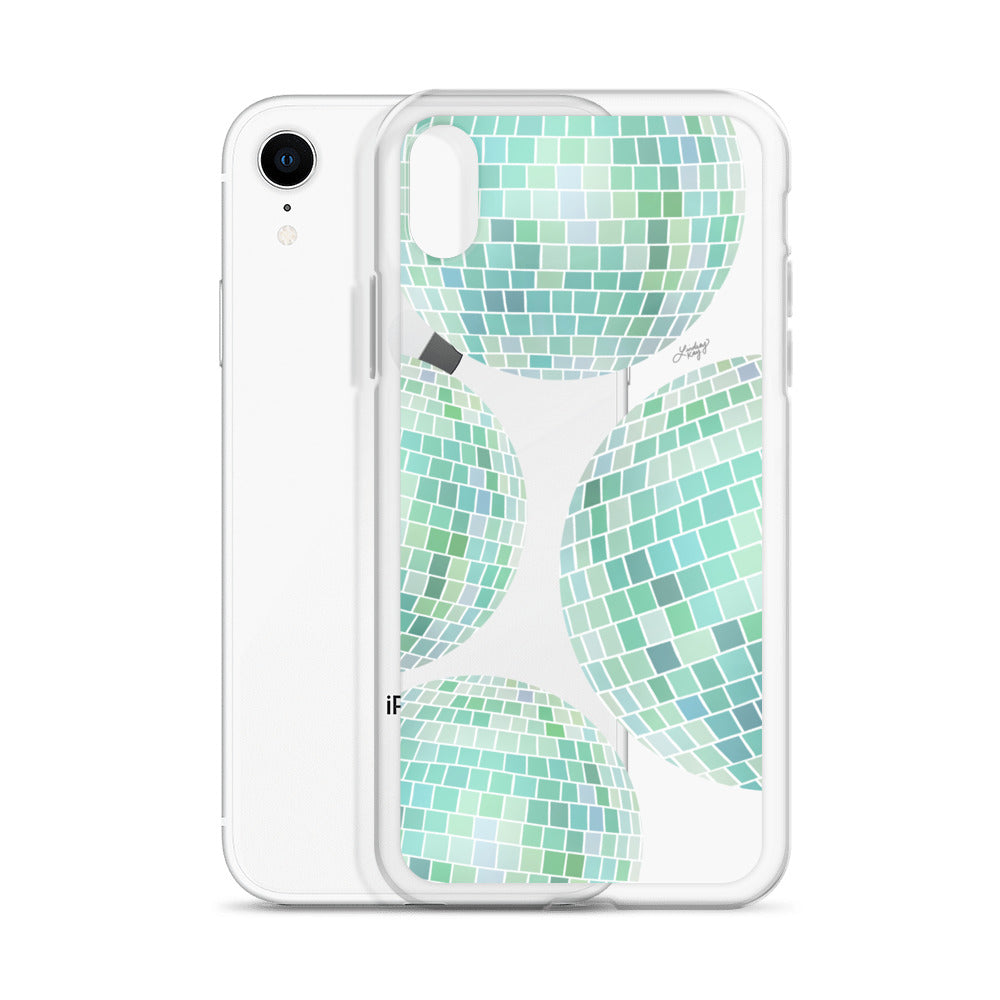 Green Disco Balls Illustration - Clear Case for iPhone®