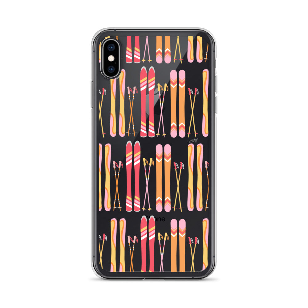 Ilustración de esquí (paleta cálida) - Funda transparente para iPhone®