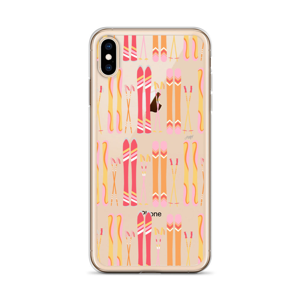 Ilustración de esquí (paleta cálida) - Funda transparente para iPhone®