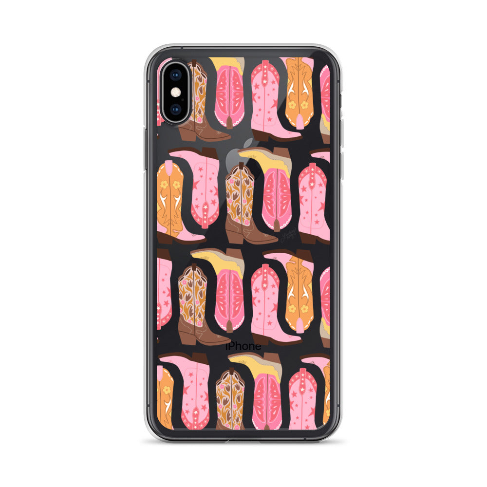 Ilustración de botas de vaquero (paleta cálida) - Funda transparente para iPhone®