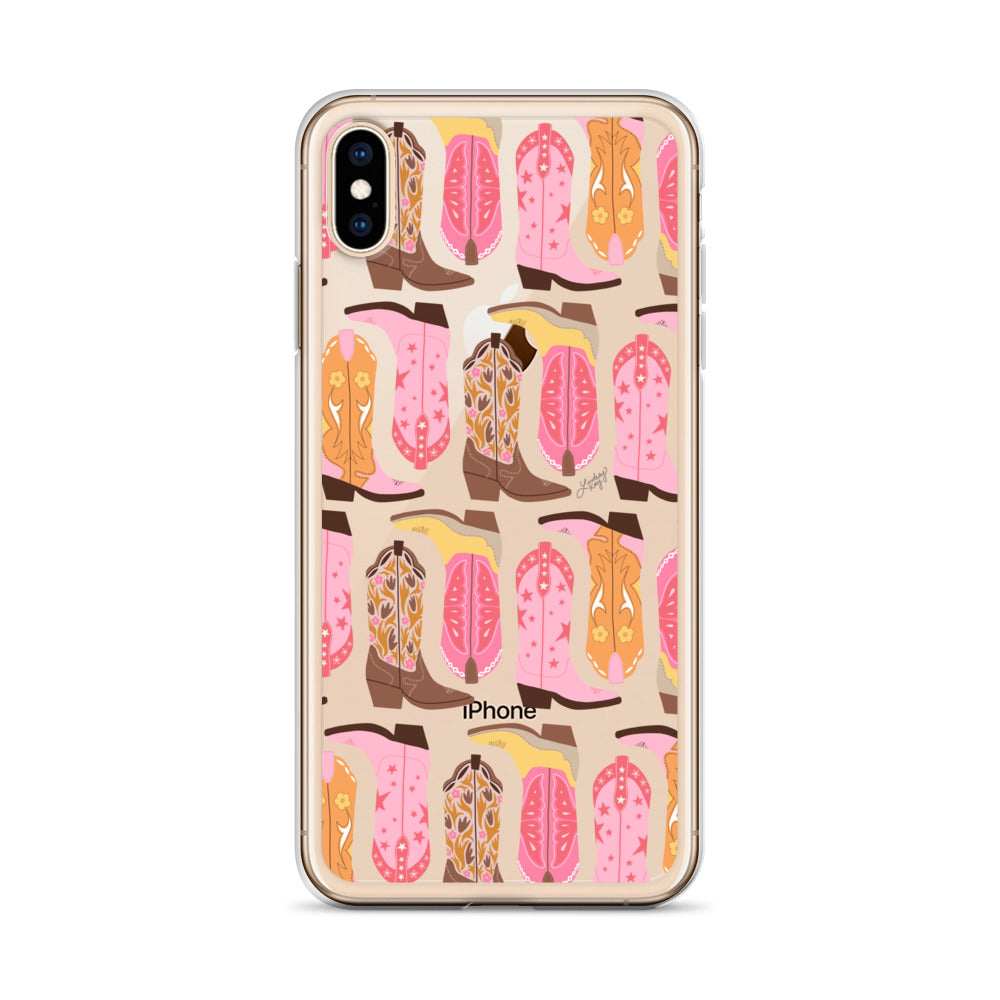 Ilustración de botas de vaquero (paleta cálida) - Funda transparente para iPhone®