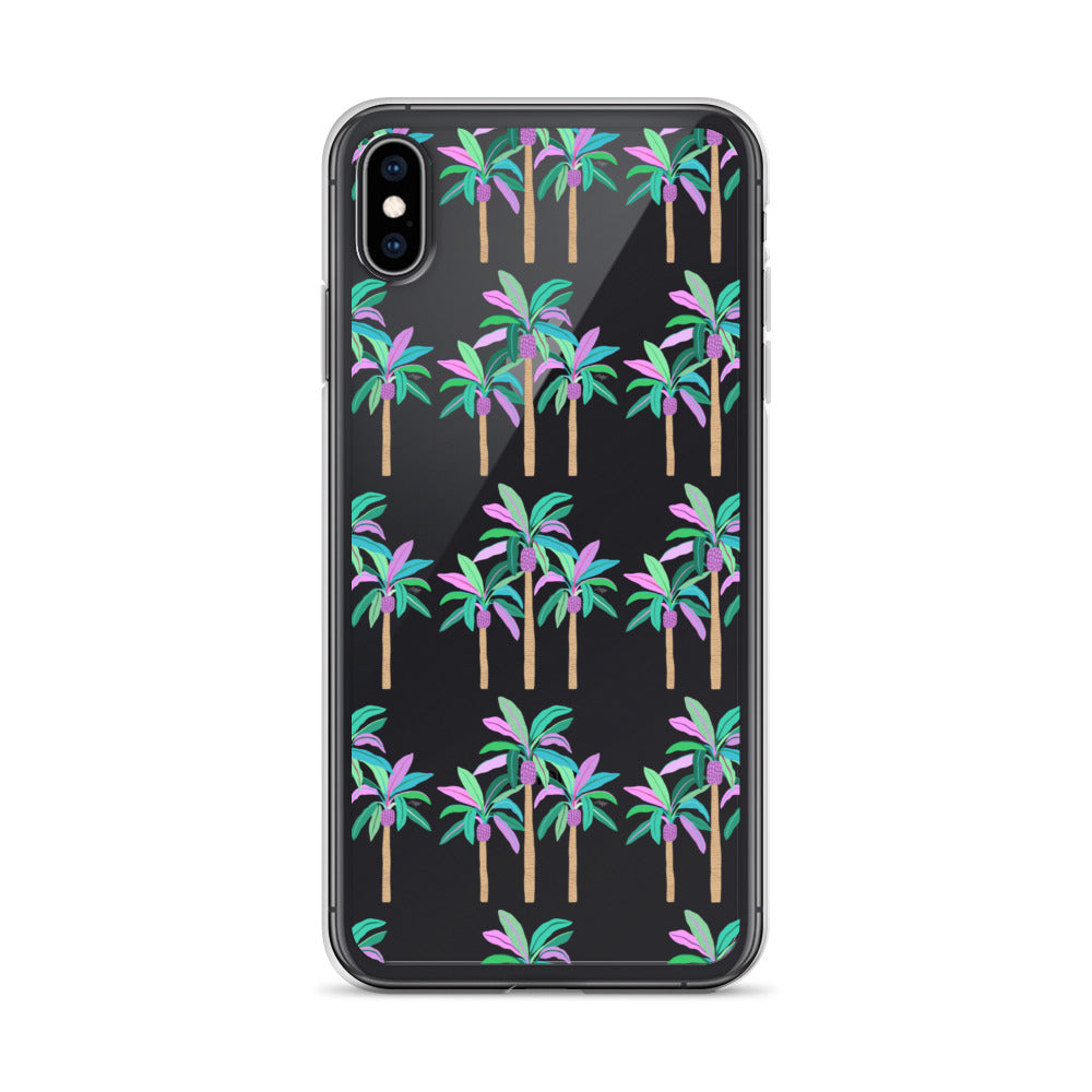 Palm Trees Illustration (Cool Palette) - iPhone Case