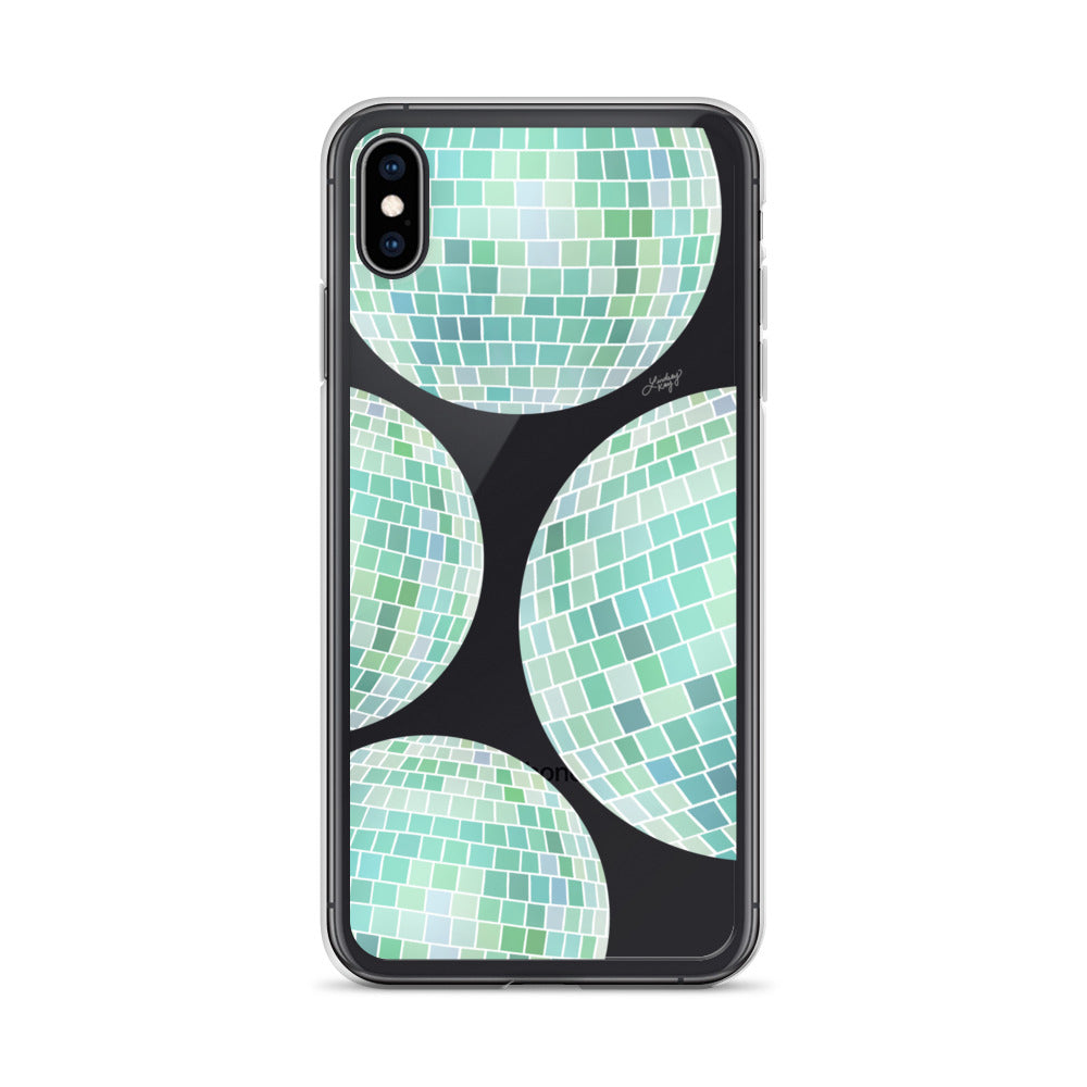 Disco Balls Illustration (Green Palette) - iPhone Case