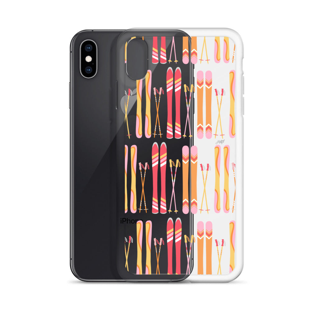 Ilustración de esquí (paleta cálida) - Funda transparente para iPhone®