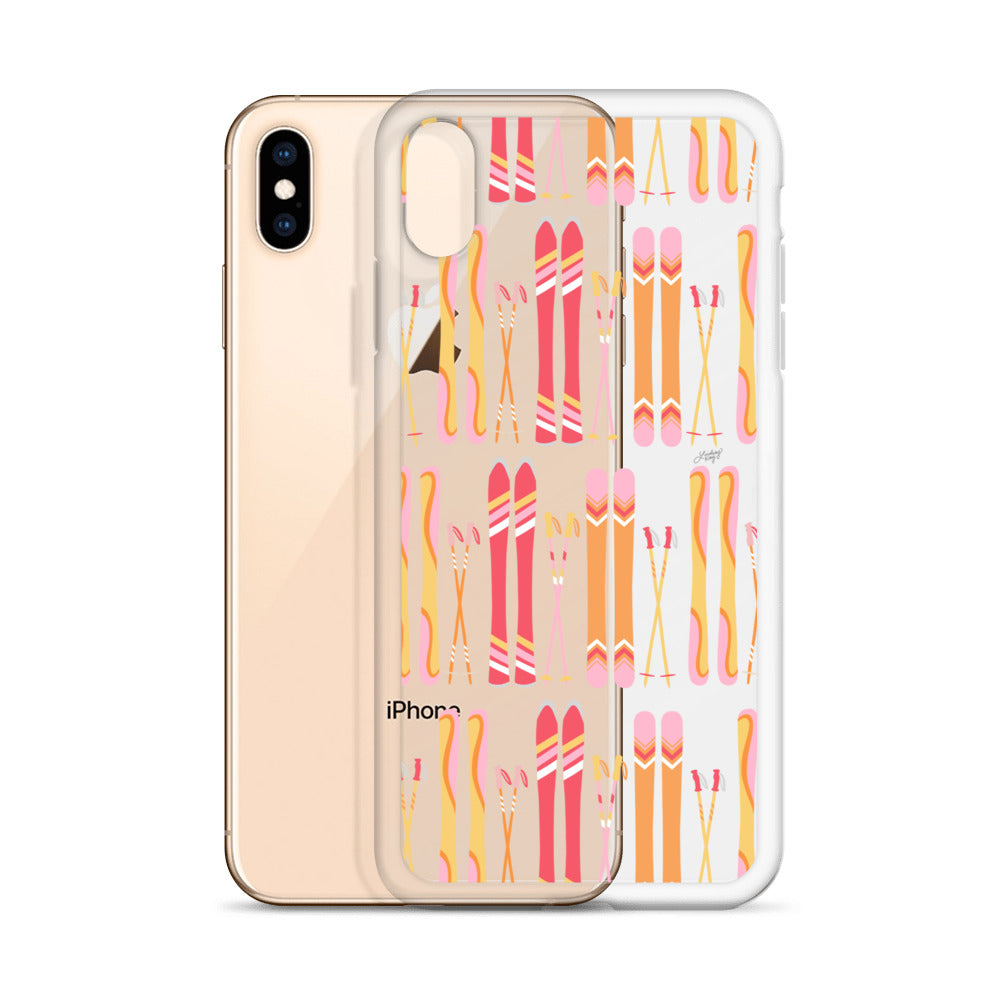 Ilustración de esquí (paleta cálida) - Funda transparente para iPhone®