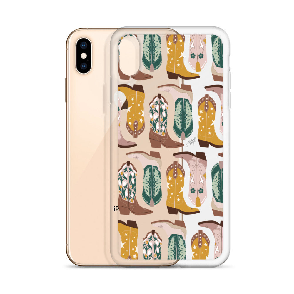 Ilustración de botas de vaquero (paleta neutra) - Funda transparente para iPhone®