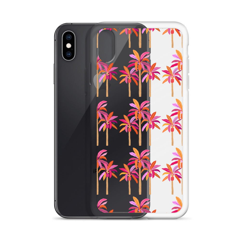 Palm Trees Illustration (Warm Palette) - Clear Case for iPhone®