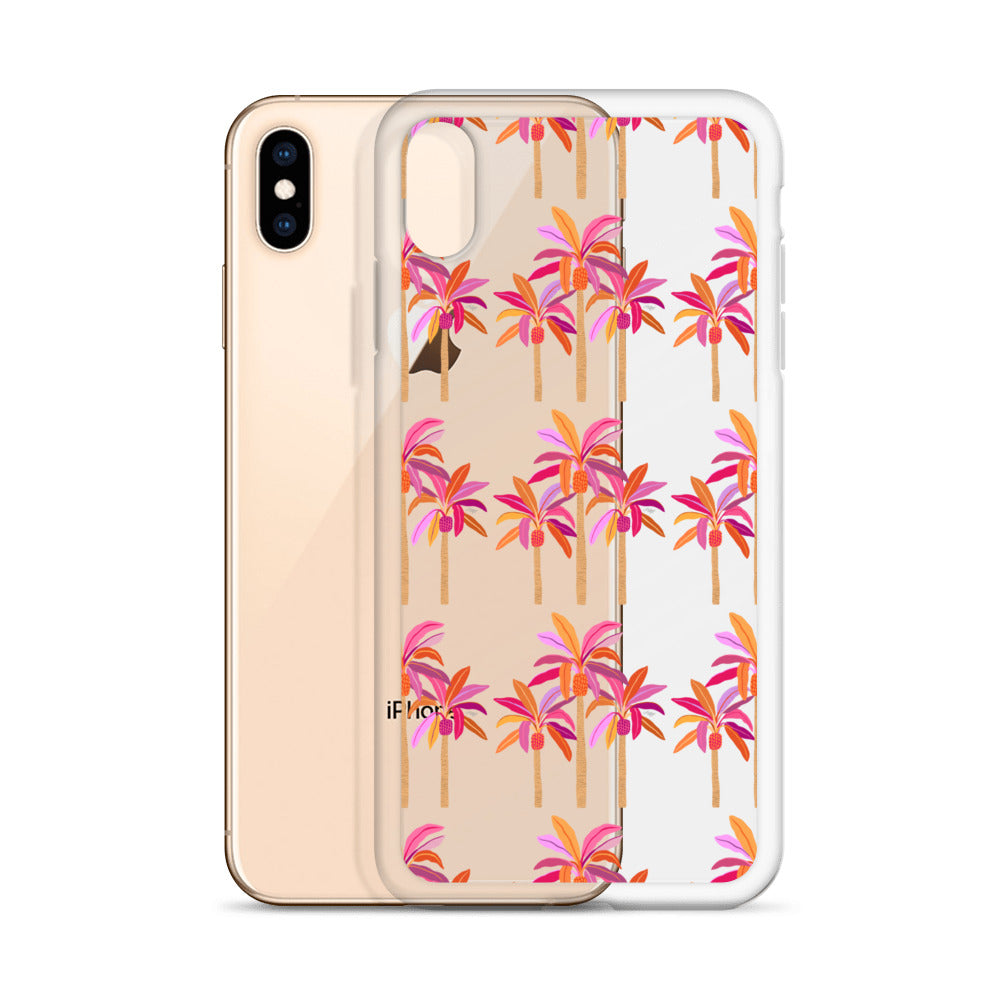 Palm Trees Illustration (Warm Palette) - Clear Case for iPhone®