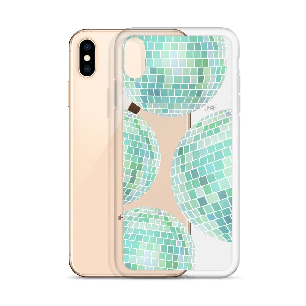 Green Disco Balls Illustration - Clear Case for iPhone®