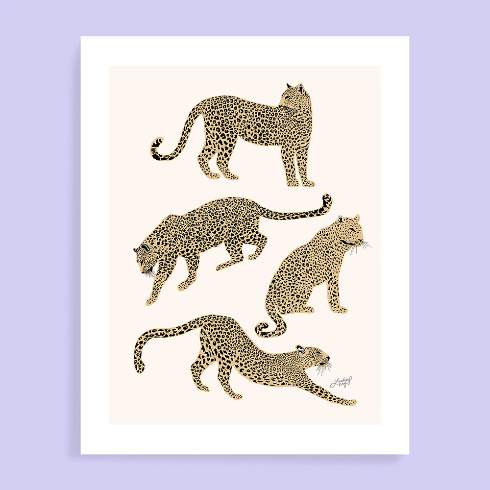 Leopards Illustration (Tan Palette) - Art Print