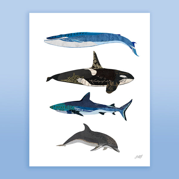 Marine Life Collage - Art Print