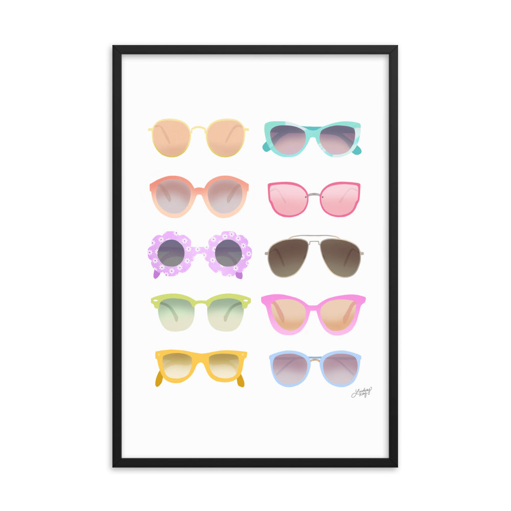 Illustration de lunettes de soleil colorées - Impression mate encadrée