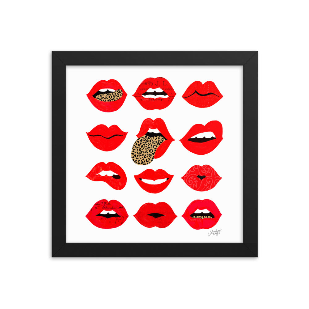 Leopard Lips of Love - Impression mate encadrée