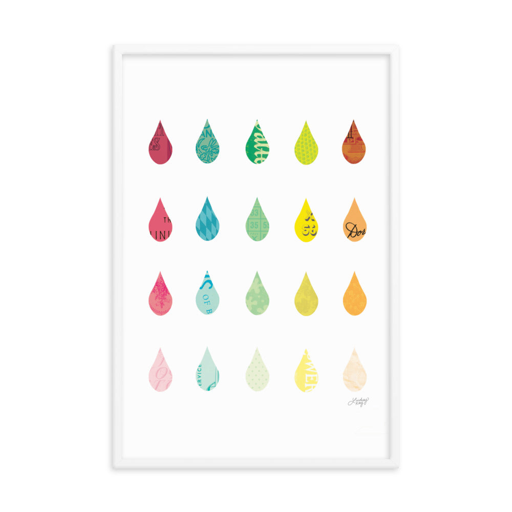 Raindrops Collage - Framed Matte Print - Lindsey Kay Collective