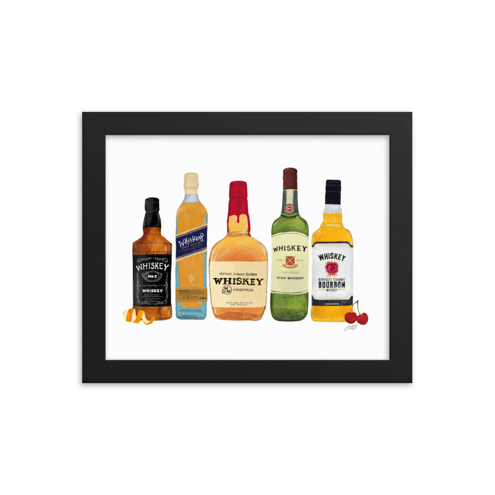 Whiskey Bottlees - Framed Matte Print - Lindsey Kay Collective