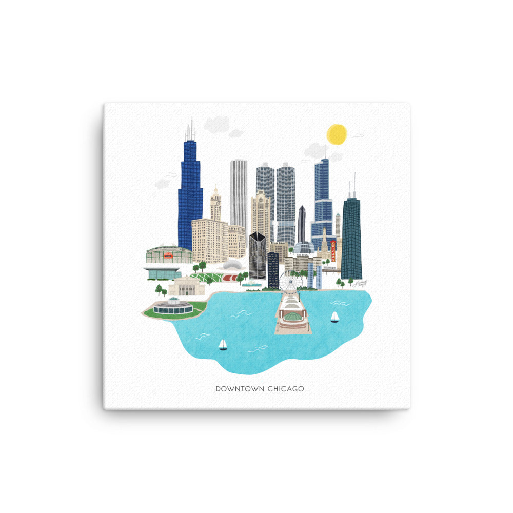 Downtown Chicago Illustration - Canvas