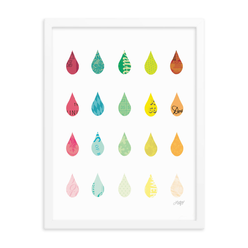 Raindrops Collage - Framed Matte Print - Lindsey Kay Collective