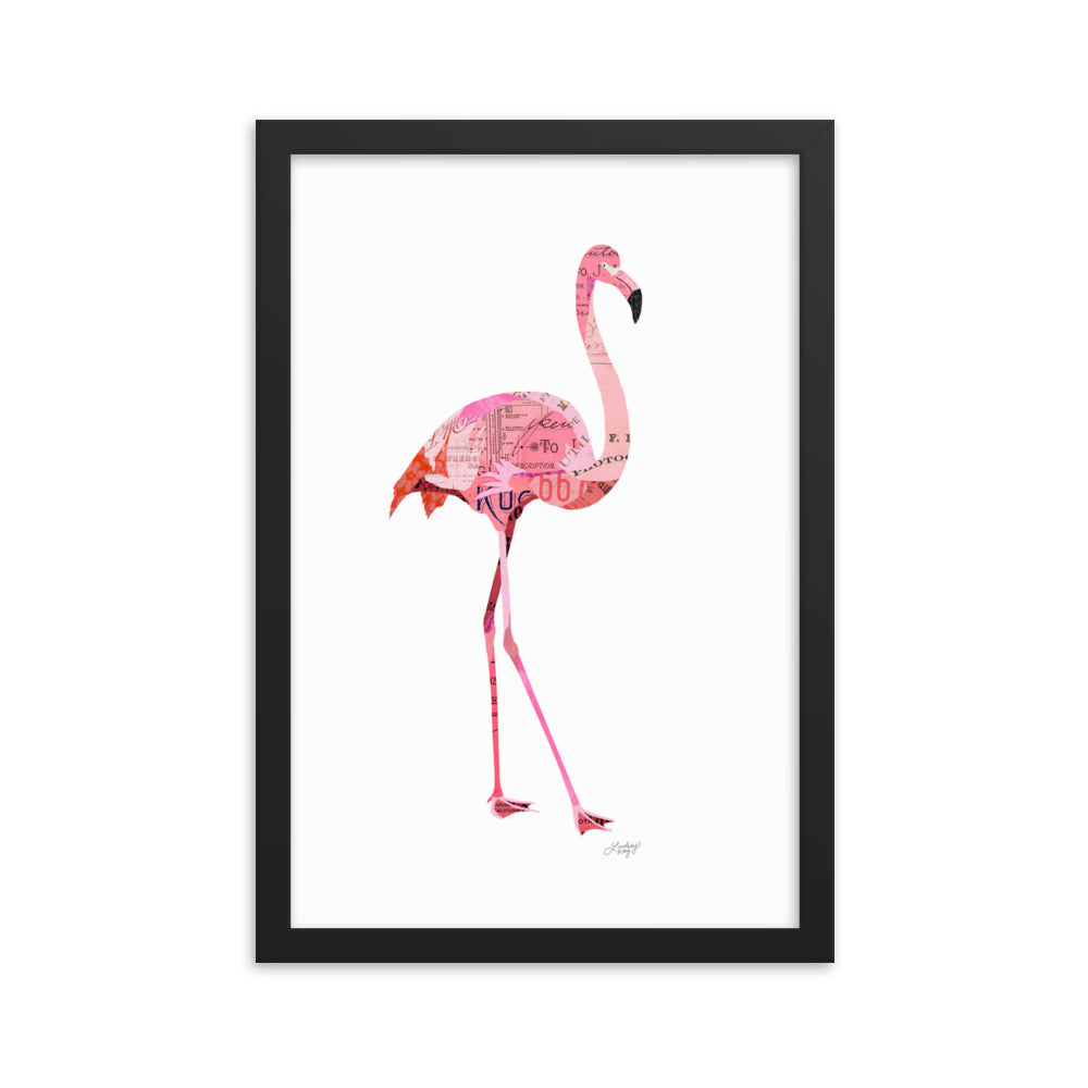 Flamingo Collage - Framed Matte Print - Lindsey Kay Collective