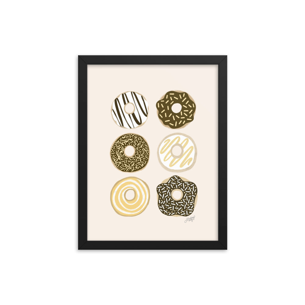 Ilustración de Donuts de Chocolate - Impresión Mate Enmarcada