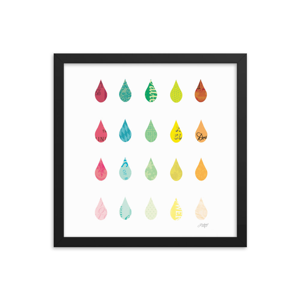Raindrops Collage - Framed Matte Print - Lindsey Kay Collective