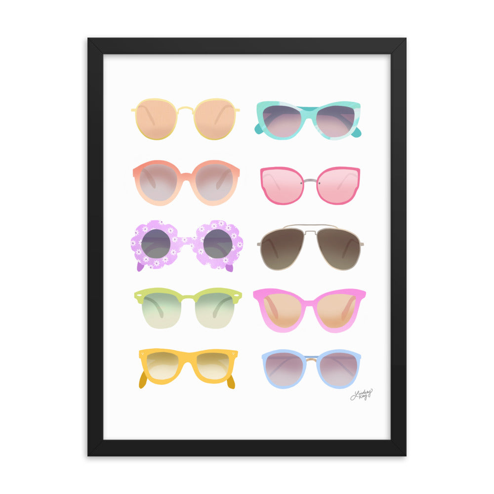 Colorful Sunglasses Illustration - Framed Matte Print - Lindsey Kay Collective