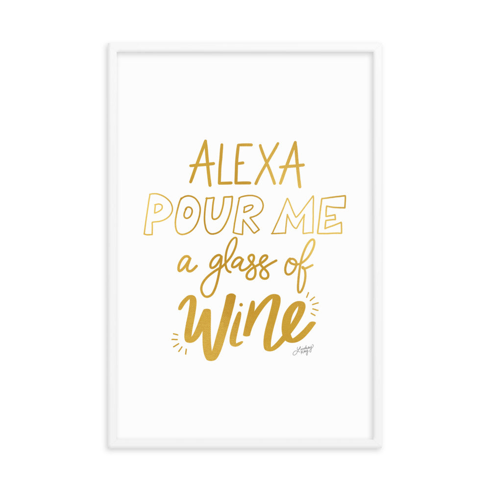 Alexa Pour Me a Glass of Wine (Gold Palette) - Framed Matte Print
