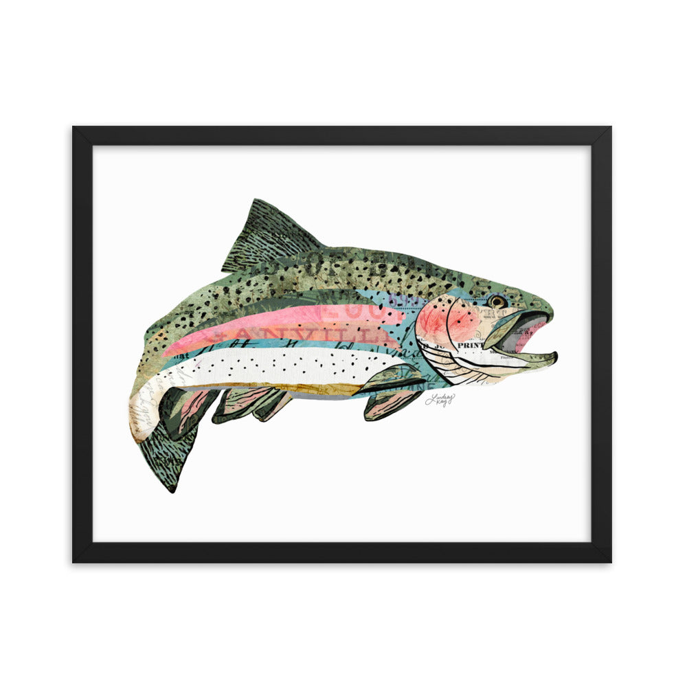 Rainbow Trout Collage - Framed Matte Print - Lindsey Kay Collective