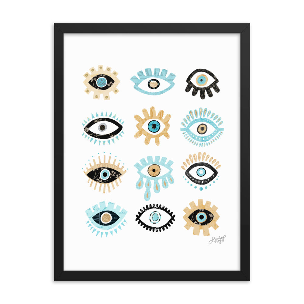 Evil Eyes Illustration - Framed Matte Print - Lindsey Kay Collective