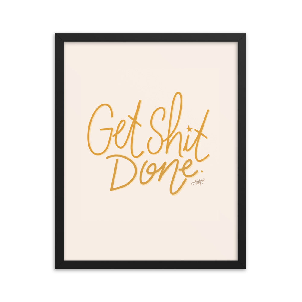 Get Shit Done (Palette jaune) - Impression mate encadrée