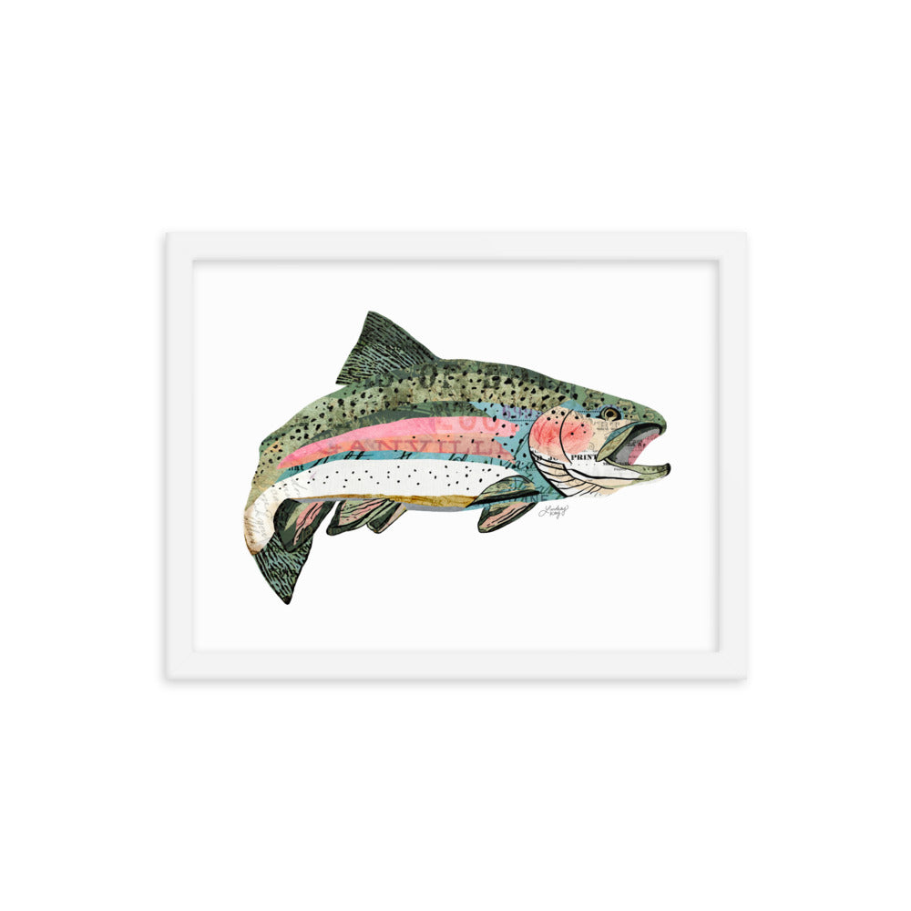 Rainbow Trout Collage - Framed Matte Print - Lindsey Kay Collective