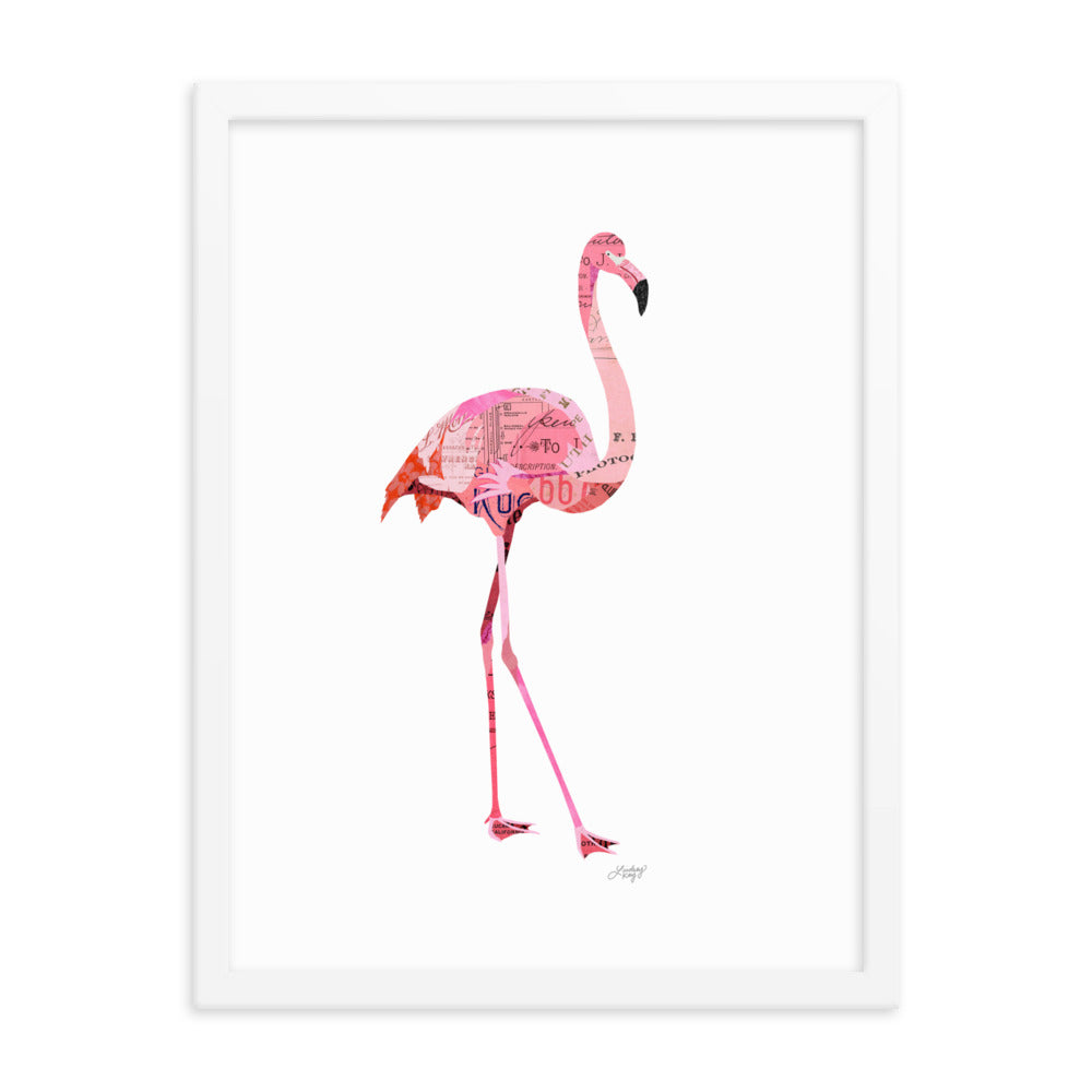 Flamingo Collage - Framed Matte Print - Lindsey Kay Collective