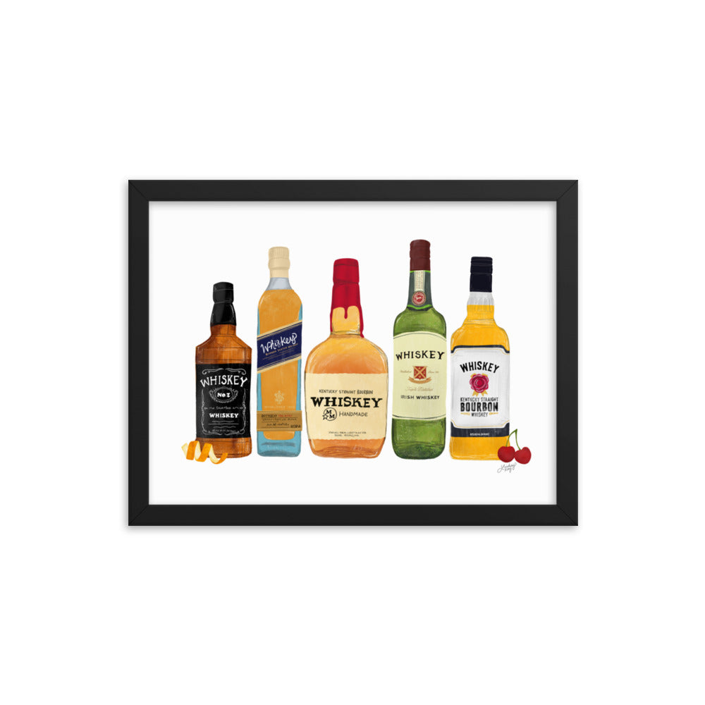Whiskey Bottlees - Framed Matte Print - Lindsey Kay Collective
