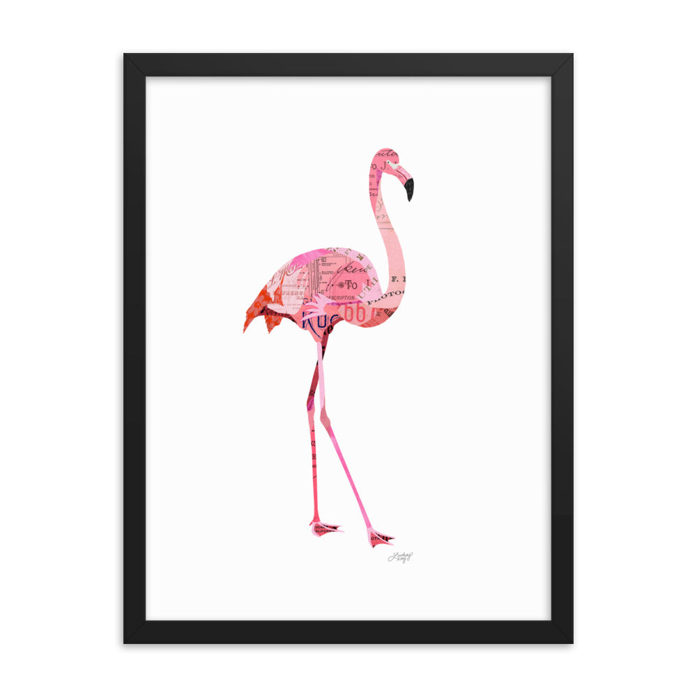 Flamingo Collage - Framed Matte Print