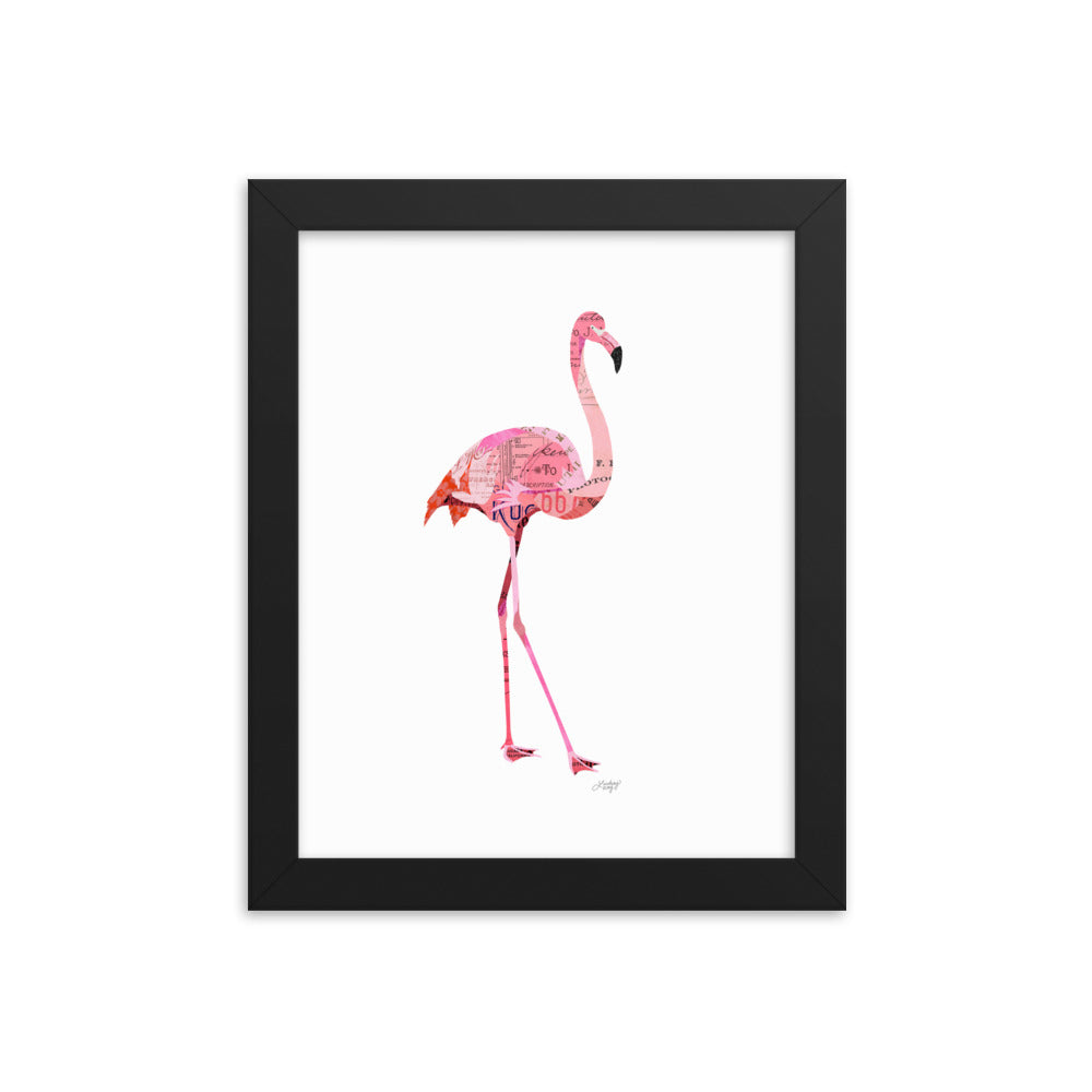 Flamingo Collage - Framed Matte Print