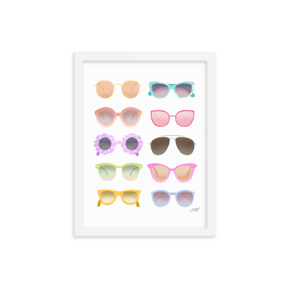 Illustration de lunettes de soleil colorées - Impression mate encadrée