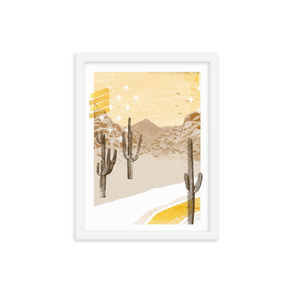 Desert Mountain Collage (Yellow Palette) - Framed Matte Print