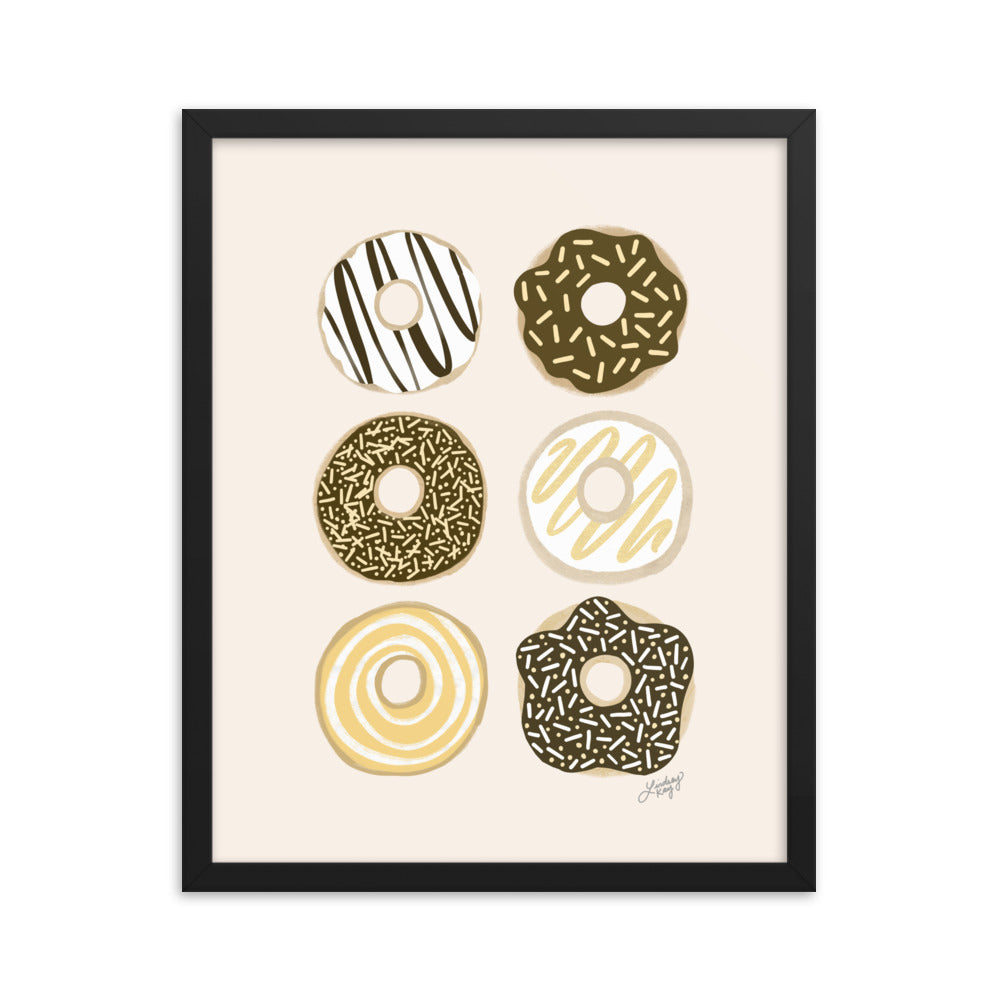 Ilustración de Donuts de Chocolate - Impresión Mate Enmarcada