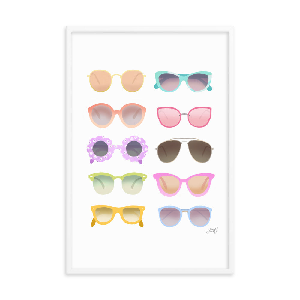 Illustration de lunettes de soleil colorées - Impression mate encadrée