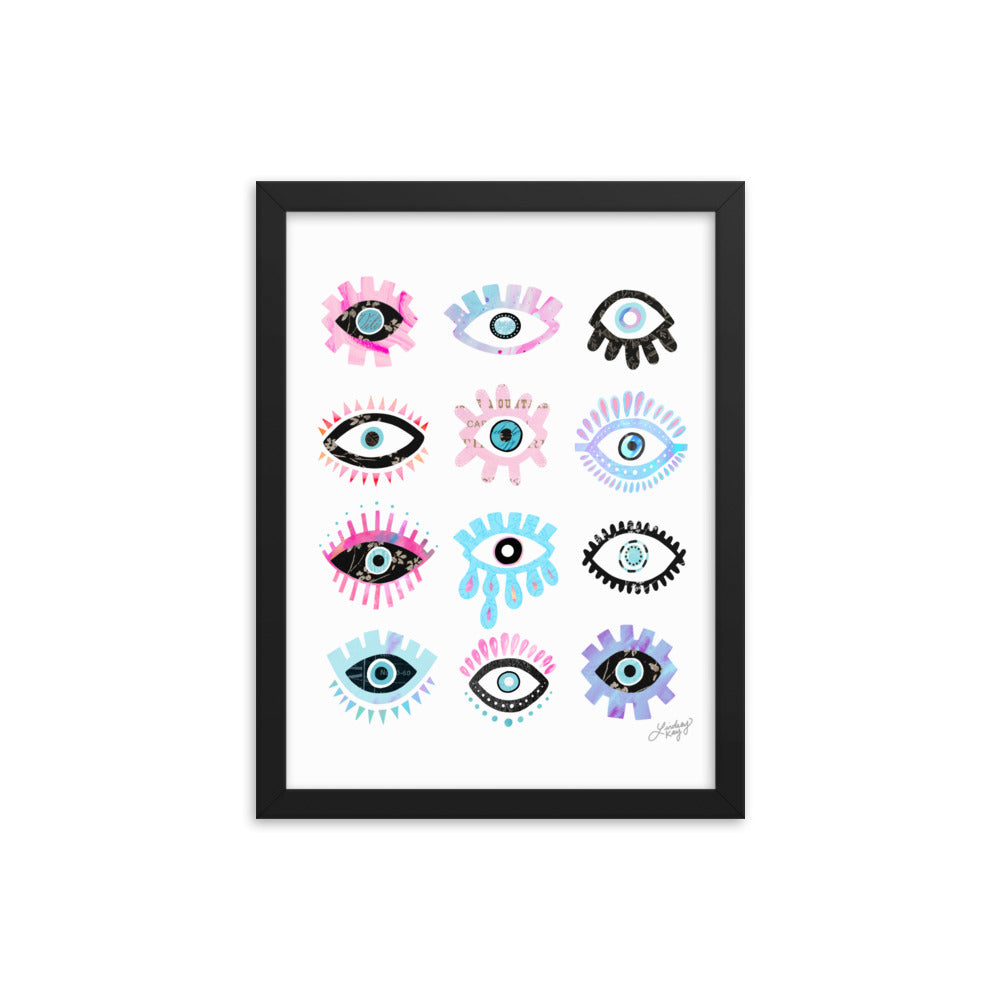 Illustration des yeux maléfiques brillants - Impression mate encadrée
