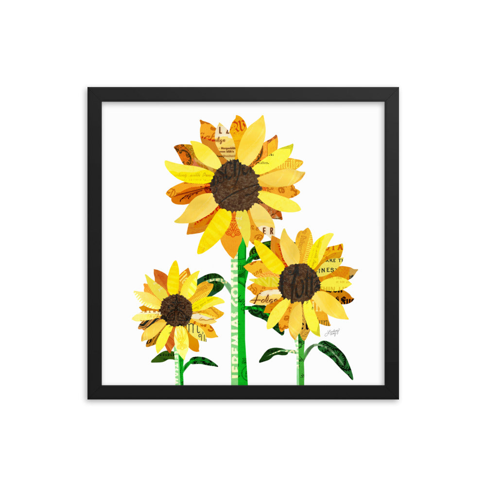 Sunflower Collage - Framed Matte Print - Lindsey Kay Collective