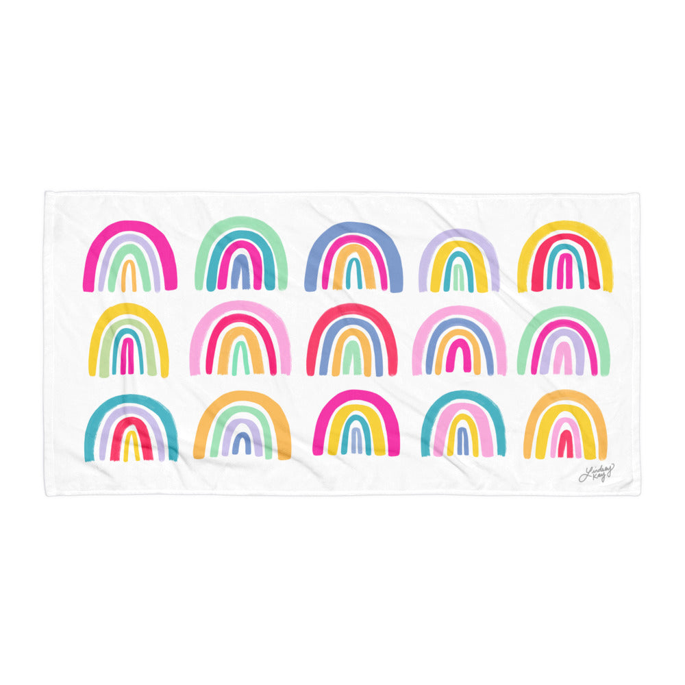 Colorful Rainbows Illustration - Beach Towel