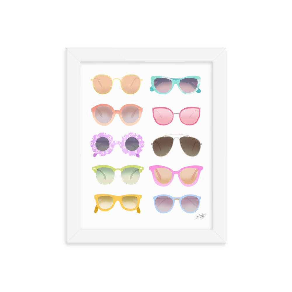 Colorful Sunglasses Illustration - Framed Matte Print