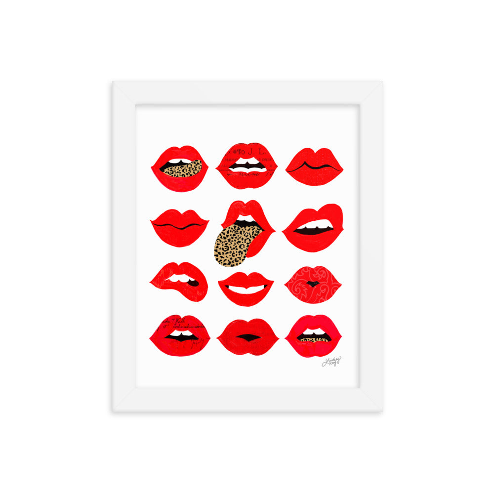 Leopard Lips of Love - Framed Matte Print - Lindsey Kay Collective