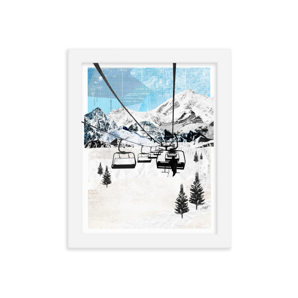 Paisaje de montaña (Ski Life) - Impresión mate enmarcada