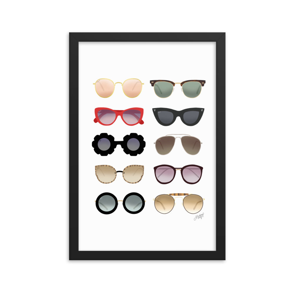 Ilustración de gafas de sol - Impresión mate enmarcada