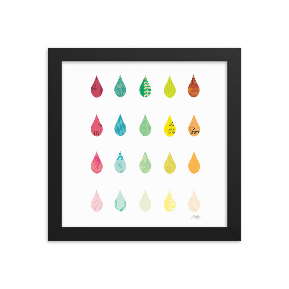 Raindrops Collage - Framed Matte Print - Lindsey Kay Collective