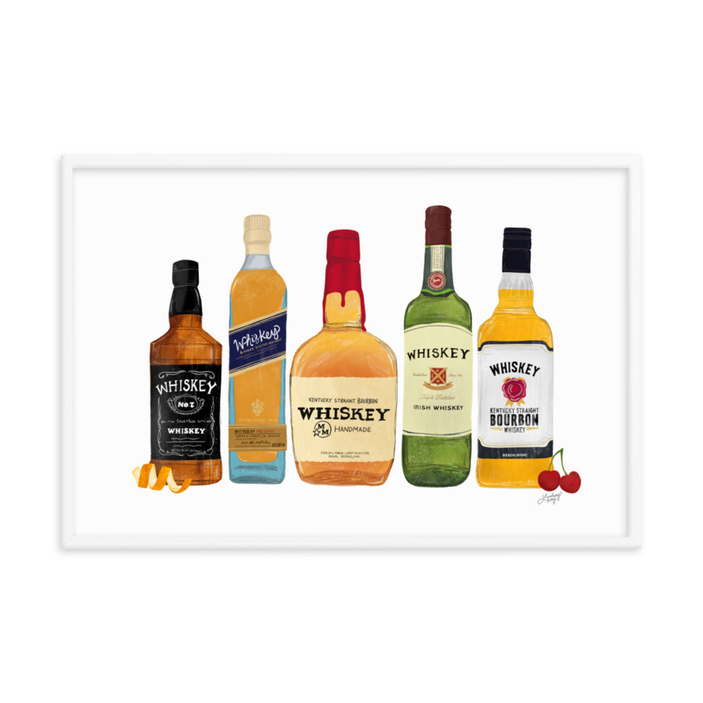 Whiskey Bottlees - Framed Matte Print - Lindsey Kay Collective