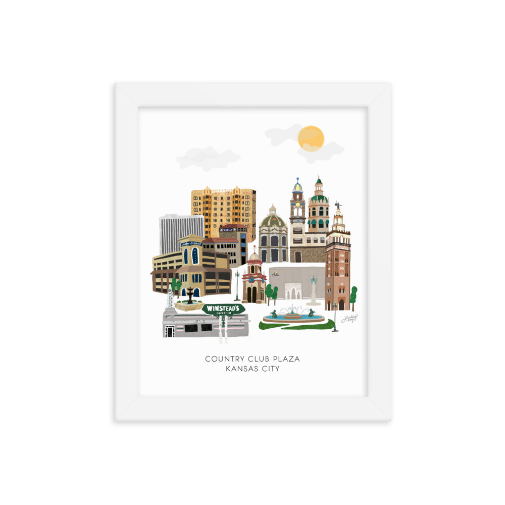 Ilustración de Kansas City Plaza - Impresión enmarcada